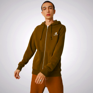 Sudadera Con Capucha Converse Heavyweight Jersey Pullover Hombre Verde Oliva | 317AMWSHJ